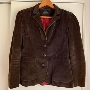 Vintage brown corduroy blazer with puff sleeve